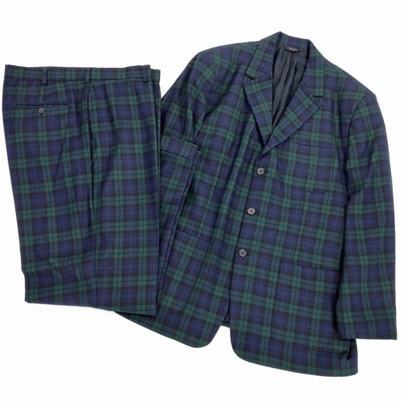 J. Crew Other - J CREW Mens 2-pc Wool Suit 46R Tartan 36x32 Pant